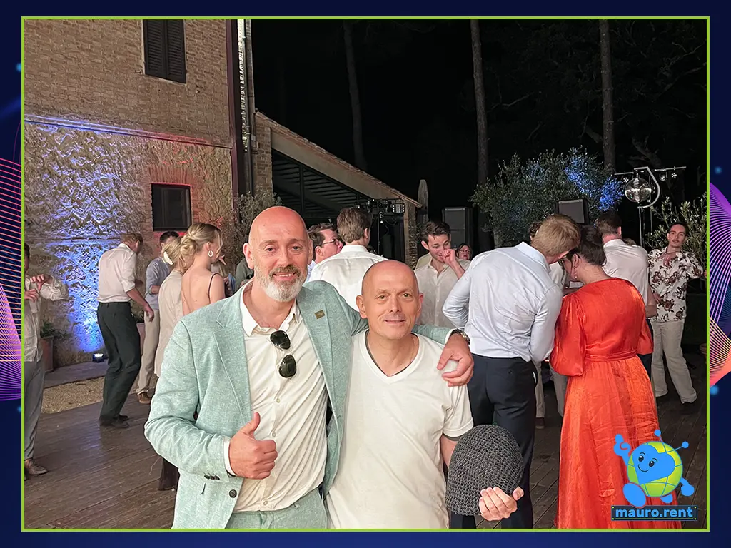 Mauro and Arthur from siitalia.nl posing for a commemorative photo after successfully completing the wedding at Terre di San Galgano.